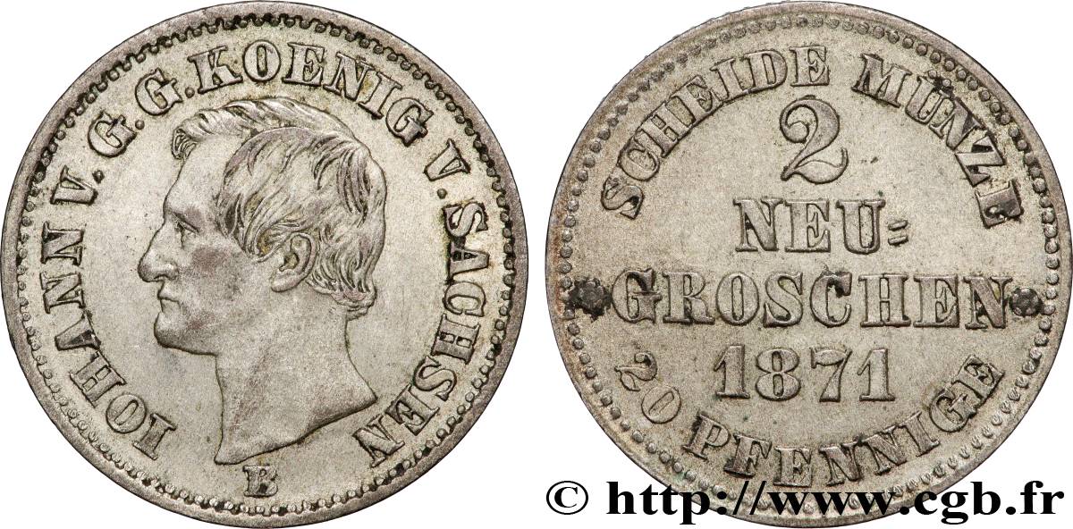 ALEMANIA - SAJONIA 2 Neu-Groschen Thaler Jean 1868  MBC+ 