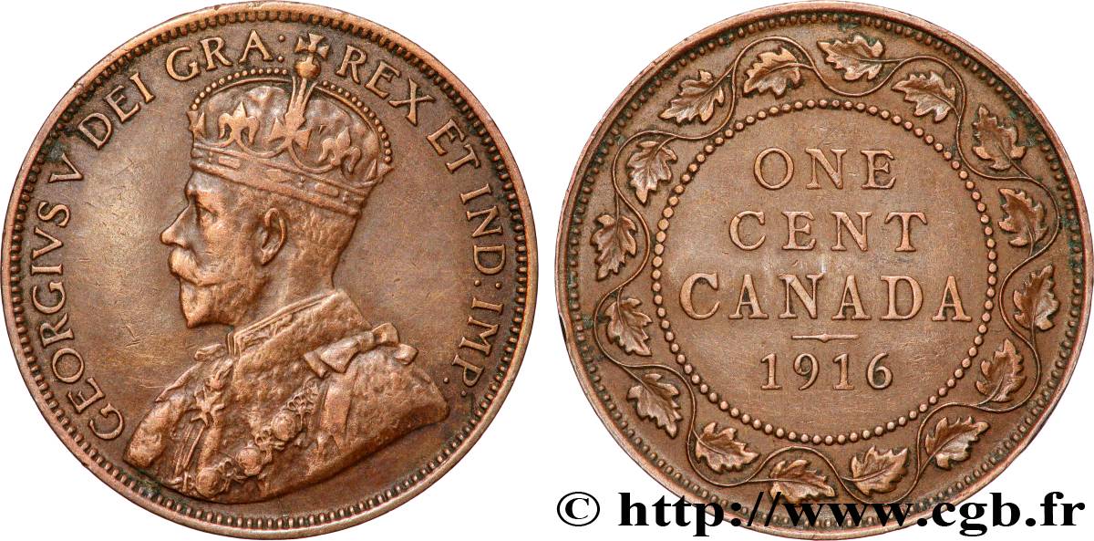 CANADA 1 Cent Georges V 1916 Ottawa TTB 