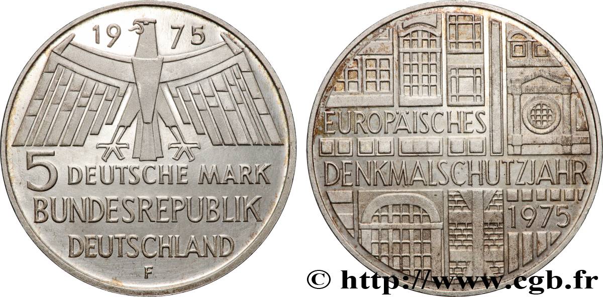 ALLEMAGNE 5 Mark Proof Année européenne du patrimoine 1975 Stuttgart - F SPL 