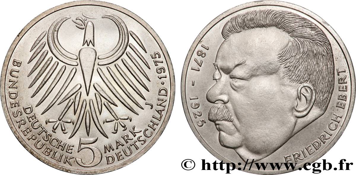 ALLEMAGNE 5 Mark Friedrich Ebert 1975 Hambourg SPL 