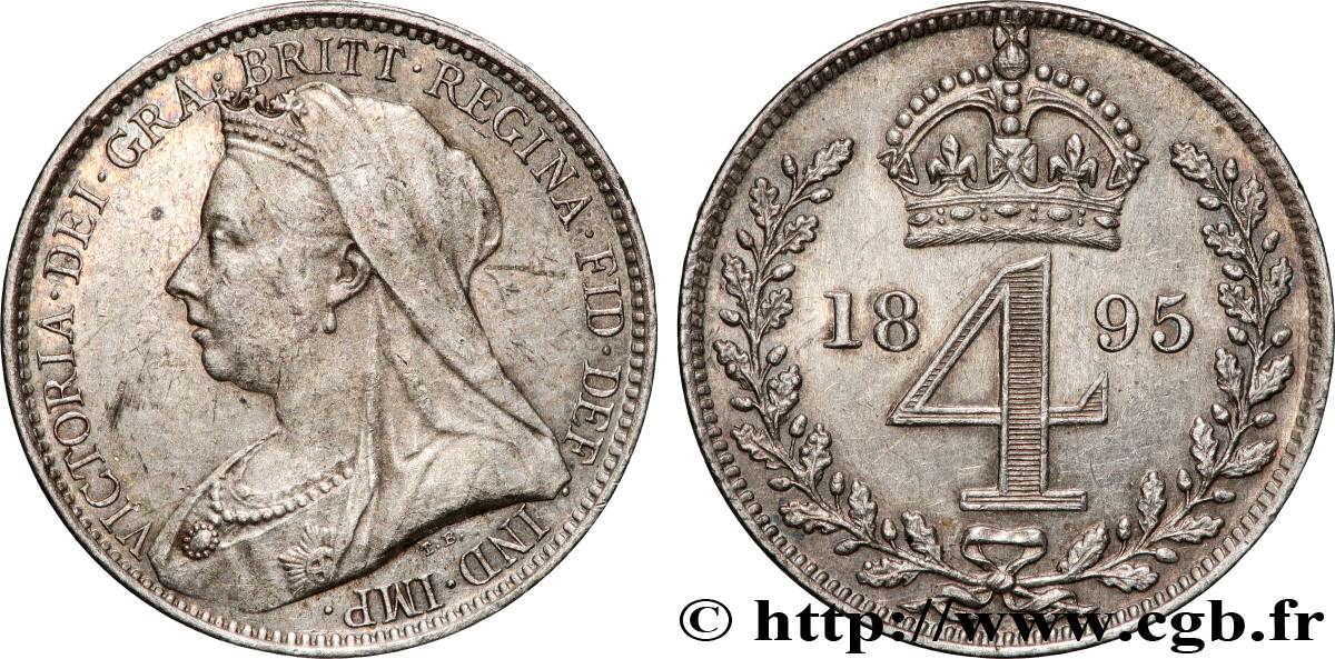 GRANDE BRETAGNE - VICTORIA 4 Pence 1895 Londres SUP 