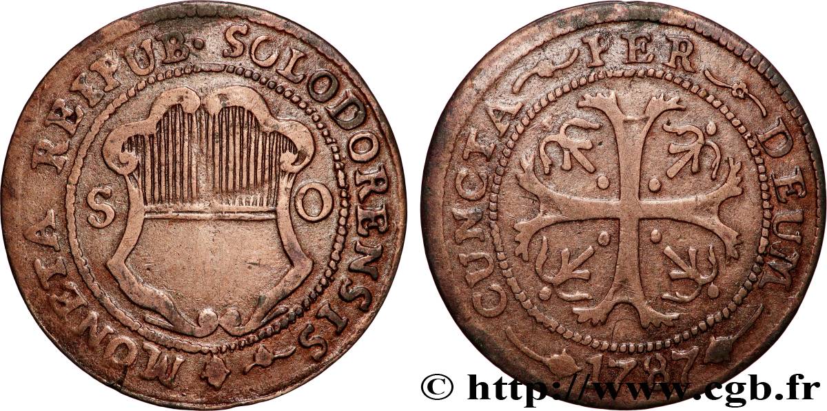 SUISSE - KANTON SOLOTHURN 1 Batzen 4 Kreuzer - Canton de Solothurn 1787  fSS 