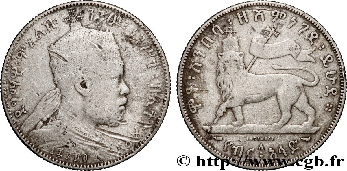 ÄTHIOPEN 1/2 Birr Menelik II EE1889 1897 Paris fSS 