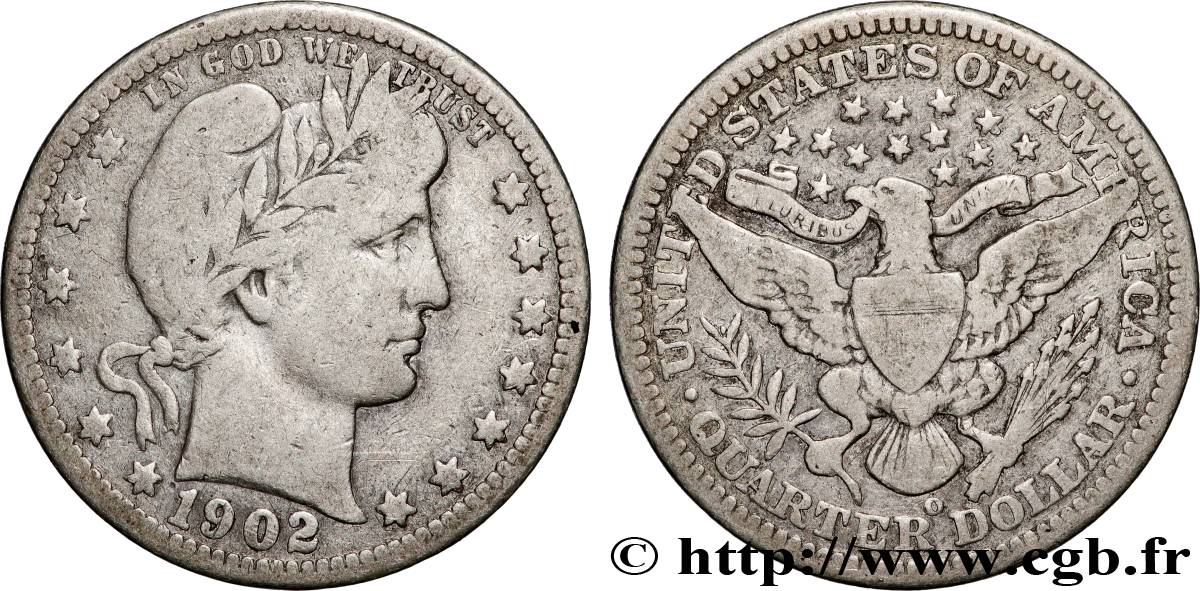STATI UNITI D&nbsp;AMERICA 1/4 Dollar Barber 1902 Nouvelle-Orléans - O MB 