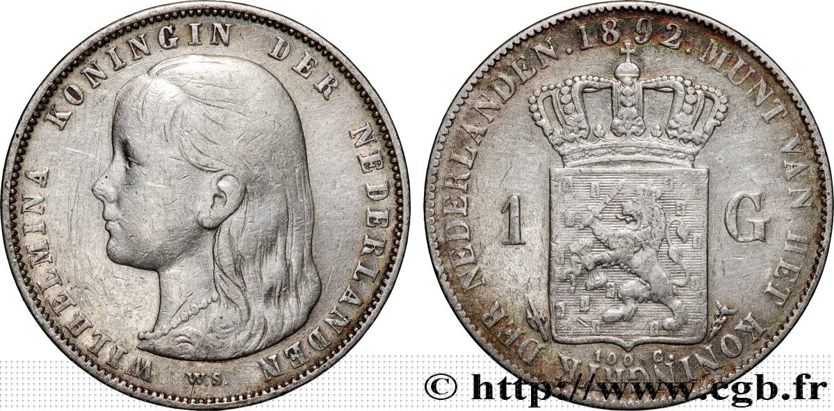 NIEDERLANDE 1 Gulden Wilhelmina 1892 Utrecht SS 