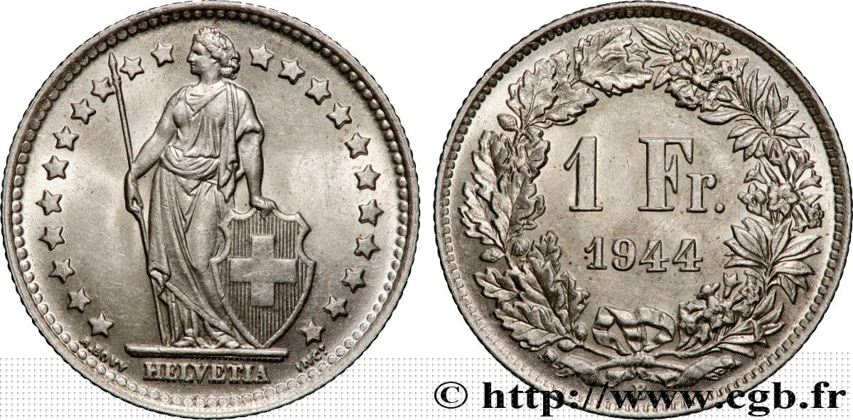 SUISSE 1 Franc Helvetia 1944 Berne SUP 