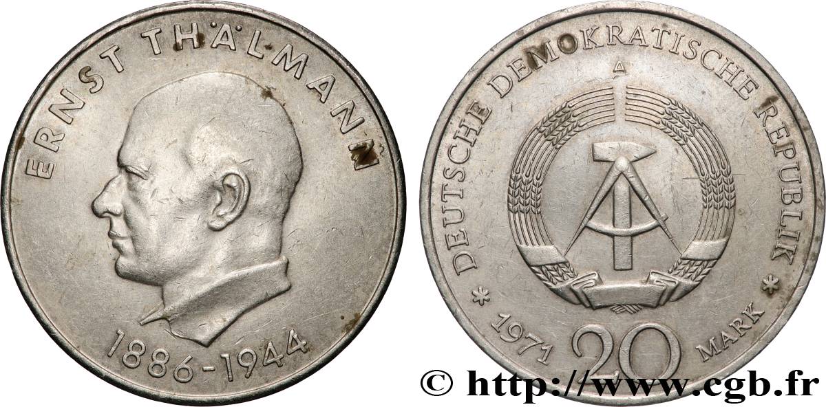 GERMAN DEMOCRATIC REPUBLIC 20 Mark Ernst Thälmann 1971 Berlin AU 