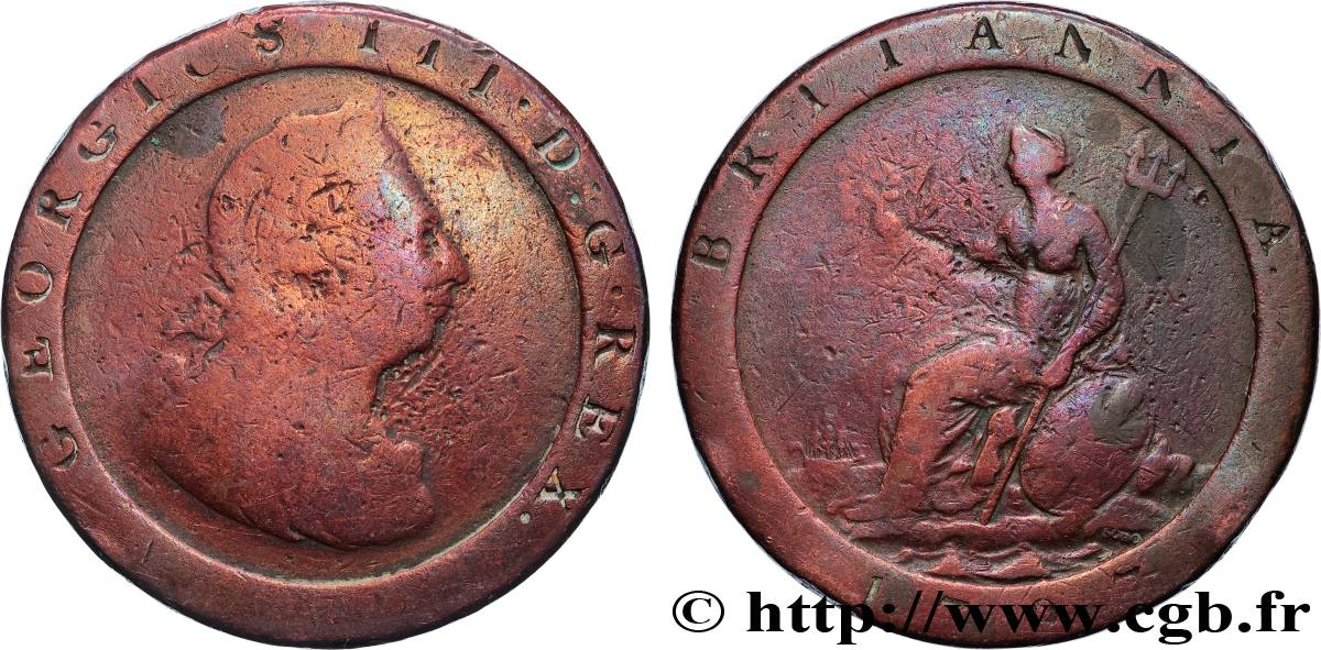 UNITED KINGDOM 1 Penny Georges III 1797 Soho F 