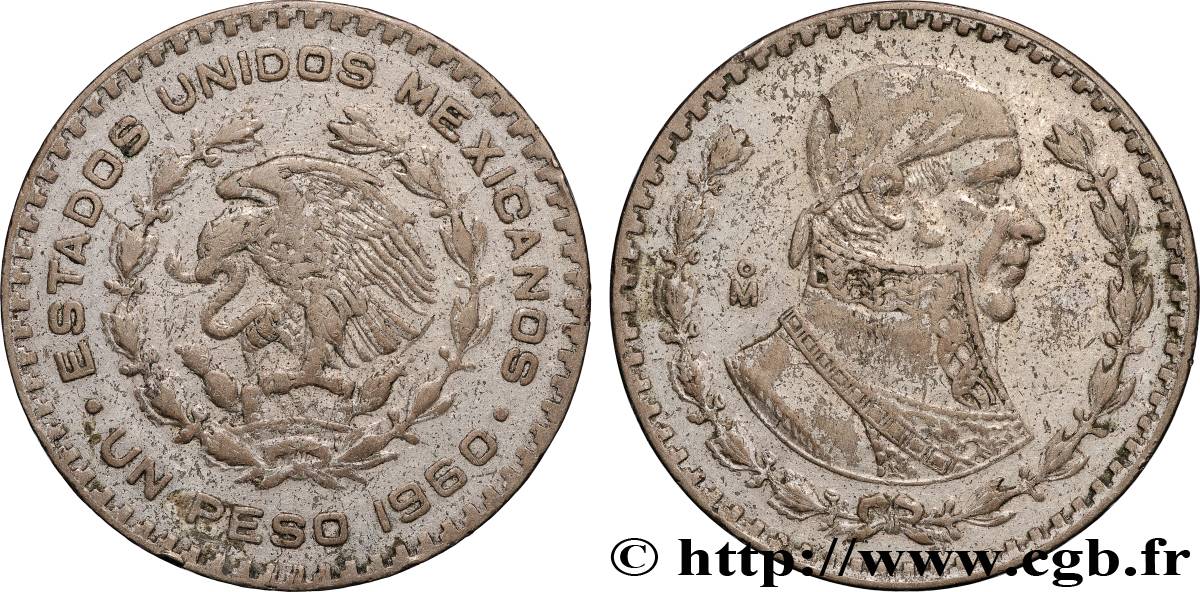 MEXICO 1 Peso Jose Morelos y Pavon 1960 Mexico VF 