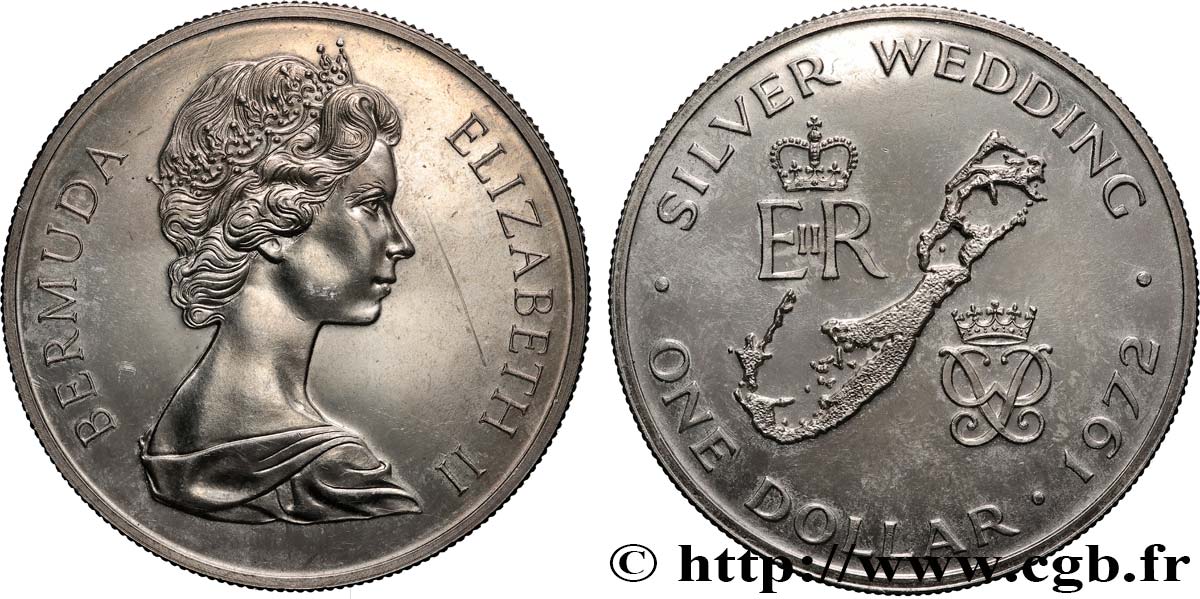 BERMUDA 1 Dollar noces d’argent 1972  AU 