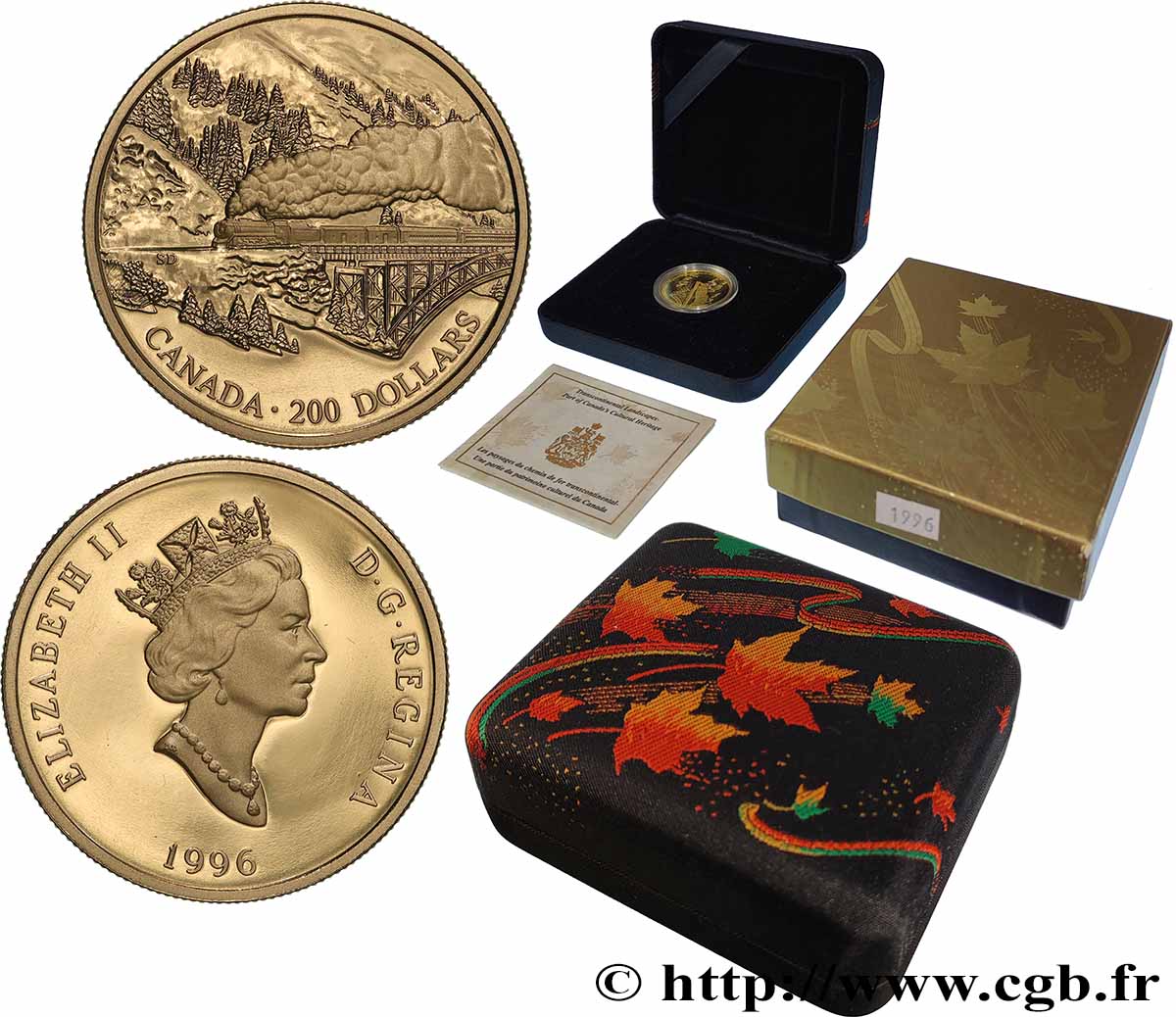 KANADA 200 Dollar Proof Les paysages du chemin de fer transcontinental 1996  ST 