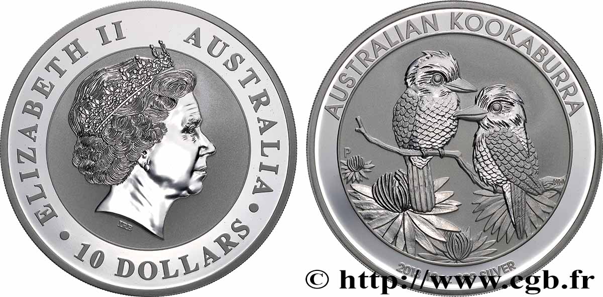 AUSTRALIA 10 Dollar kookaburra Proof  (10 oz) 2013 Perth MS 