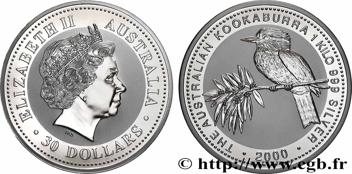 AUSTRALIA 30 Dollars Proof Elisabeth II / Kookaburra 2000  MS 