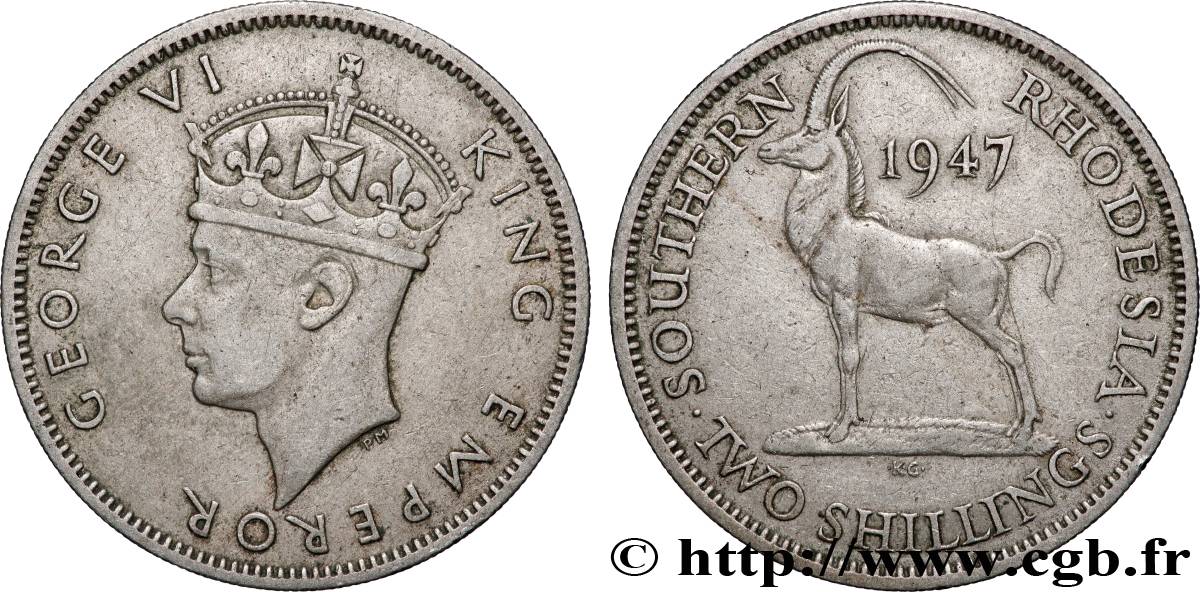 SOUTHERN RHODESIA 2 Shillings Georges VI 1951 Londres XF 