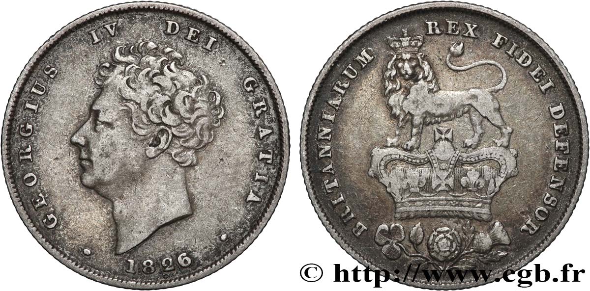 ROYAUME-UNI 1 Shilling Georges IV 1826  TTB+ 