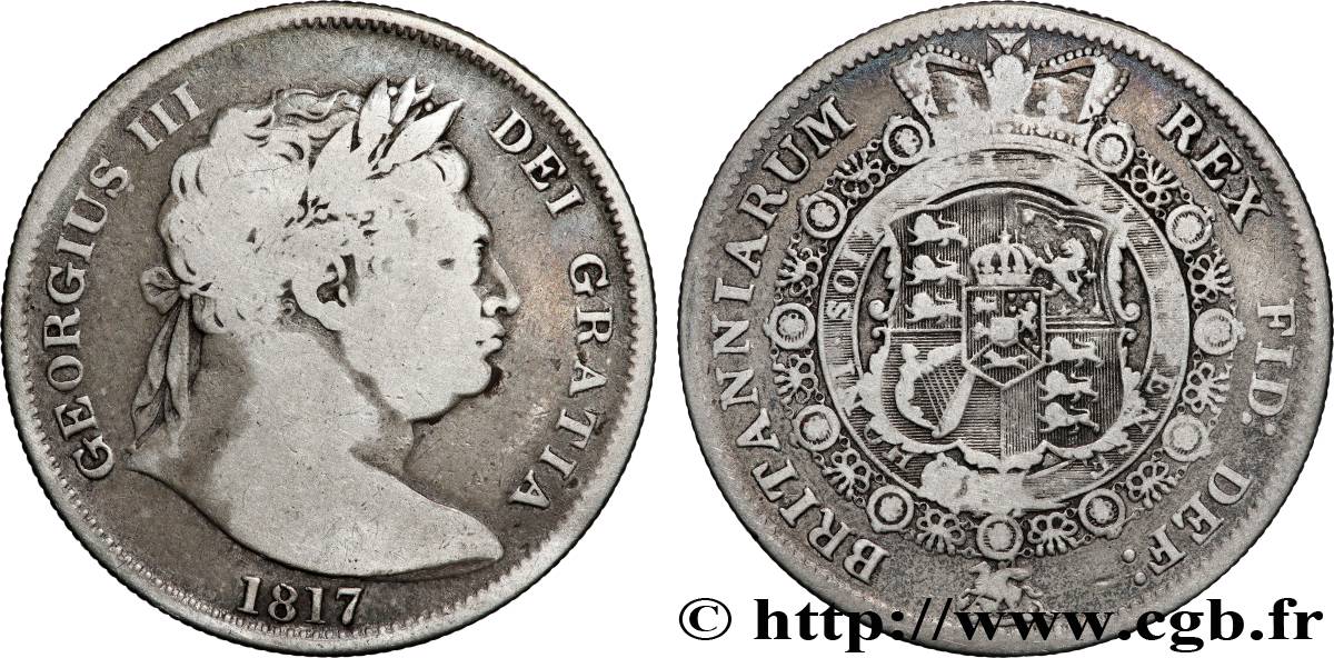 UNITED KINGDOM 1/2 Crown Georges III 1817  VF 