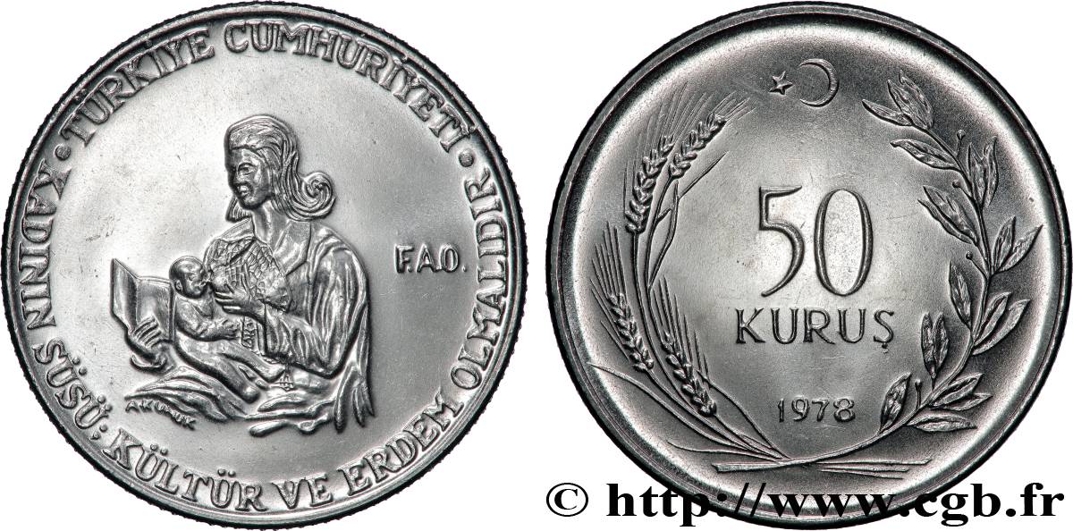 TURKEY 50 Kurus FAO 1978 Istanbul MS 