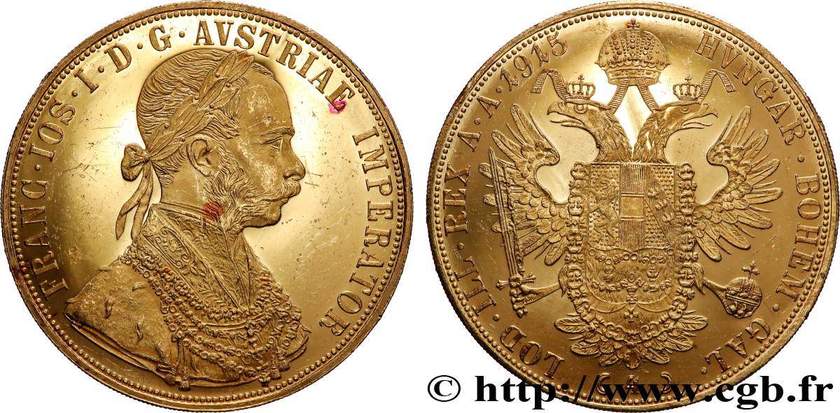 OR, PALLADIUM ET PLATINE INVESTISSEMENT 4 Ducats, refrappe moderne François Joseph  1915  SPL 