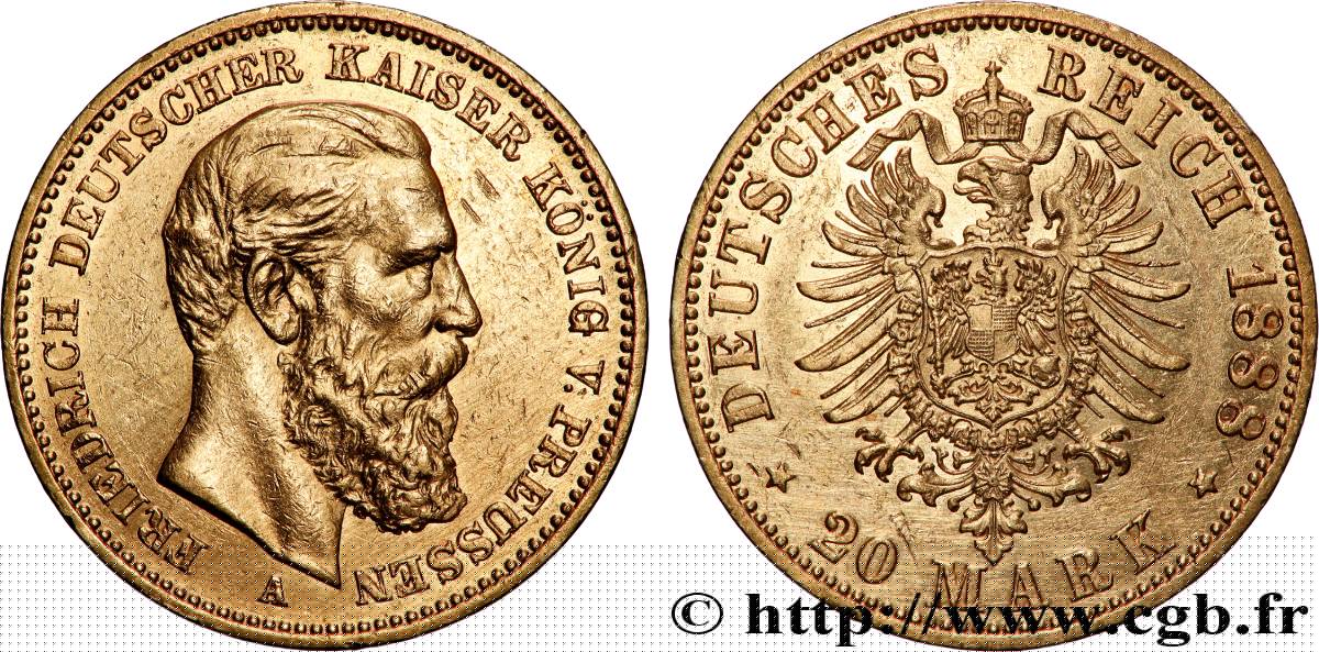 GOLD, PALLADIUM & PLATINUM INVESTMENT 20 Mark  1888 Berlin AU 