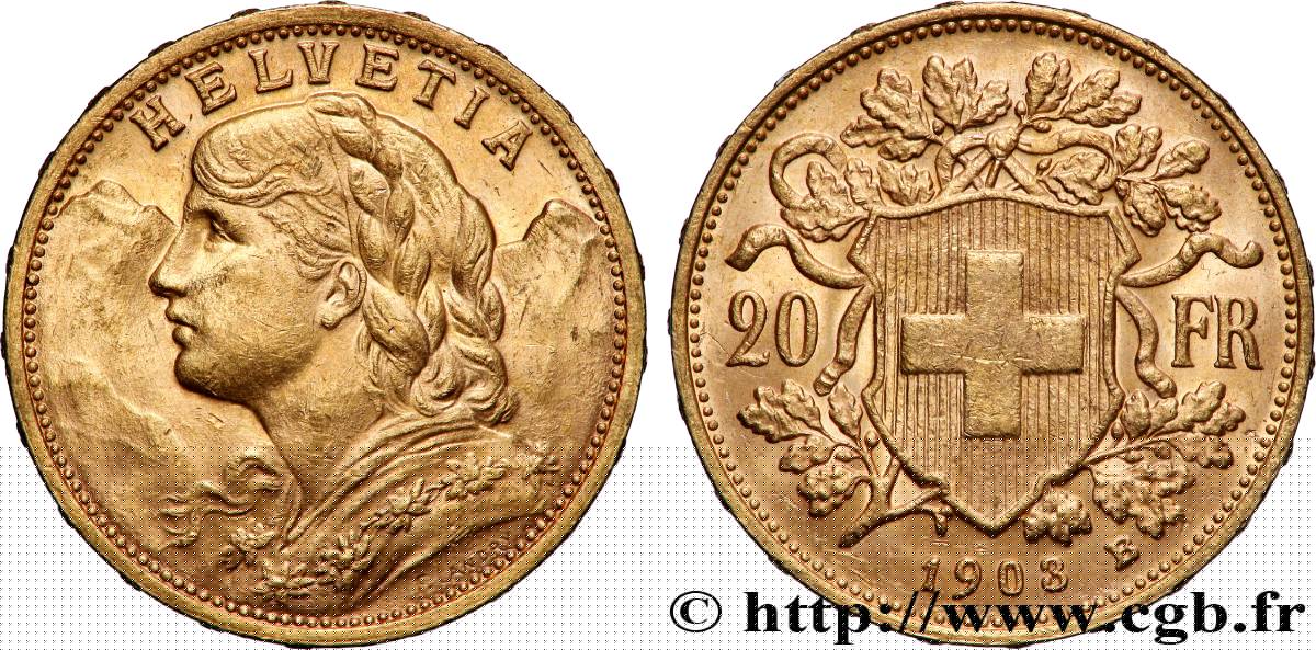 OR, PALLADIUM ET PLATINE INVESTISSEMENT 20 Francs &nbsp;Vreneli&nbsp; 1903 Berne SUP 