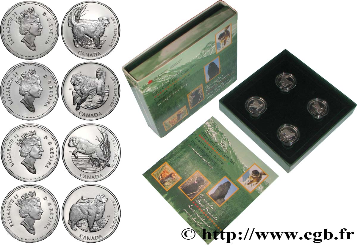 CANADA Coffret 4 x 50 Cents Proof Les meilleurs amis du Canada - Chiens 1997  MS 