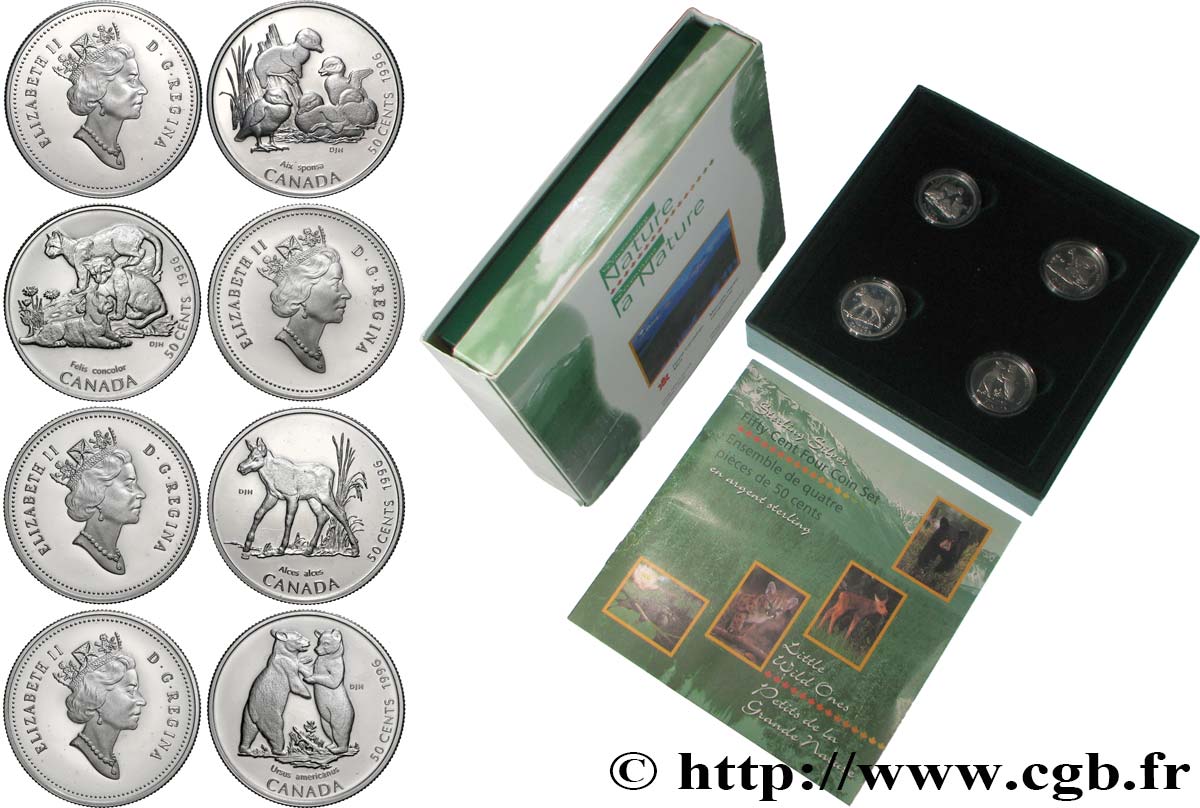 KANADA Coffret 4 x 50 Cents Proof Petits de la Grande Nature 1996  ST 