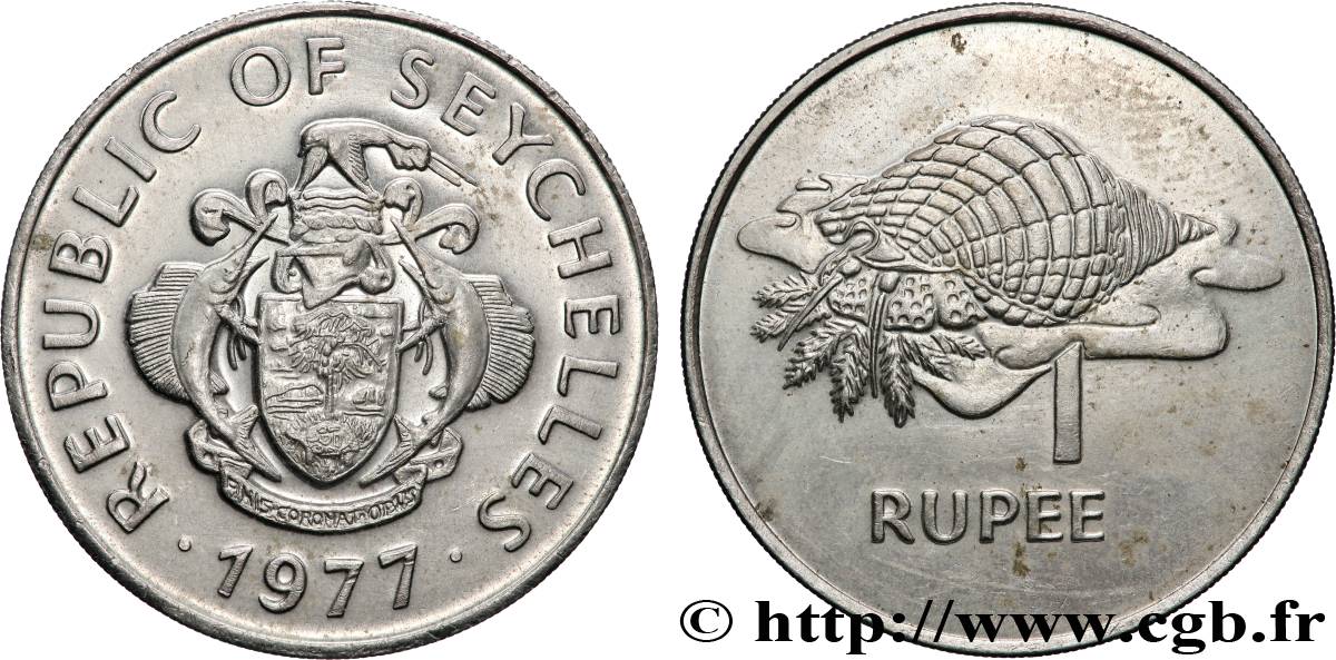 SEYCHELLES 1 Rupee (Roupie) 1977 Heaton SPL 