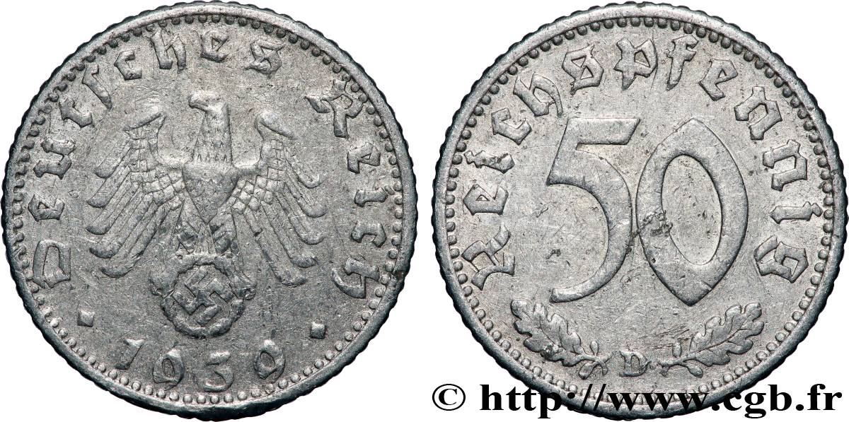 GERMANY 50 Reichspfennig 1939 Munich XF 