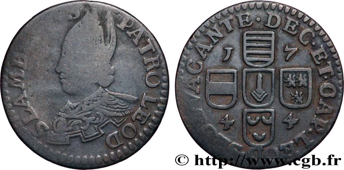 BELGIQUE - PRINCIPAUTÉ ÉPISCOPALE DE LIÈGE 1 Liard Évêché de Liège St Lambert (Sede vacante) 1744 Liège TB 