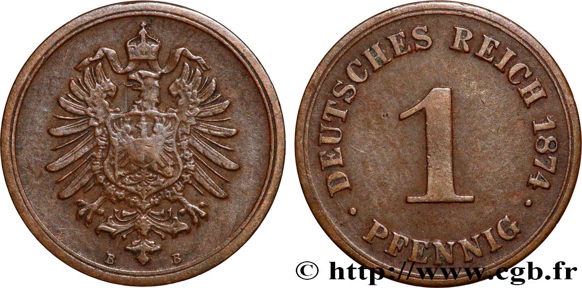 ALLEMAGNE 1 Pfennig aigle héraldique 1874 Hanovre TTB 