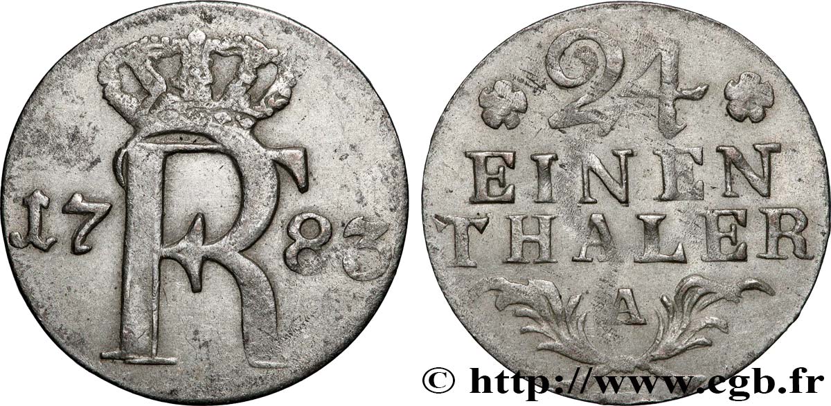 ALLEMAGNE - PRUSSE 1/24 Thaler Frédéric II 1783 Berlin TB 