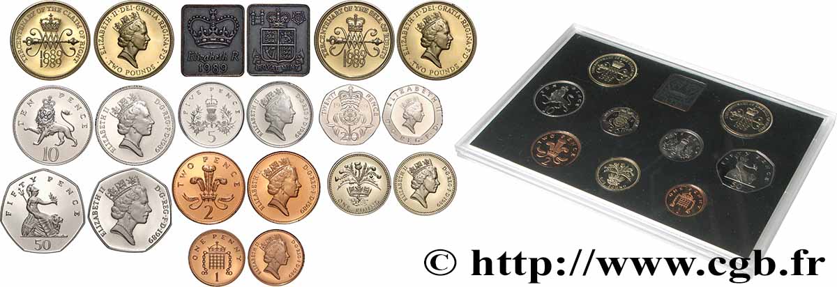 UNITED KINGDOM Série Proof 9 monnaies 1989  MS 