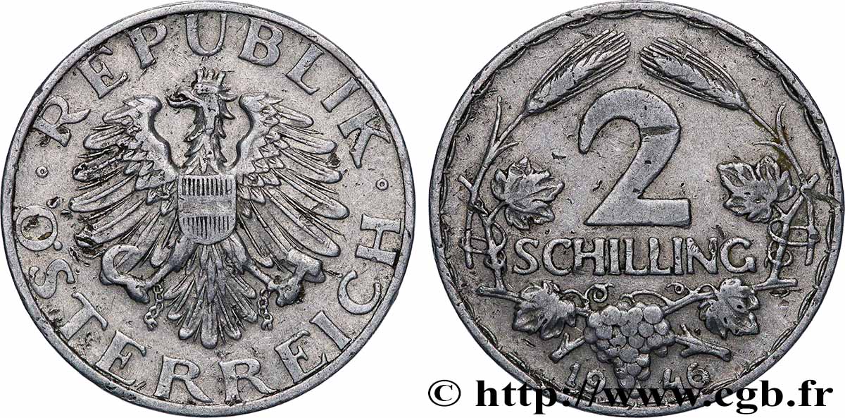 AUSTRIA 2 Schilling aigle 1946 Vienne XF 