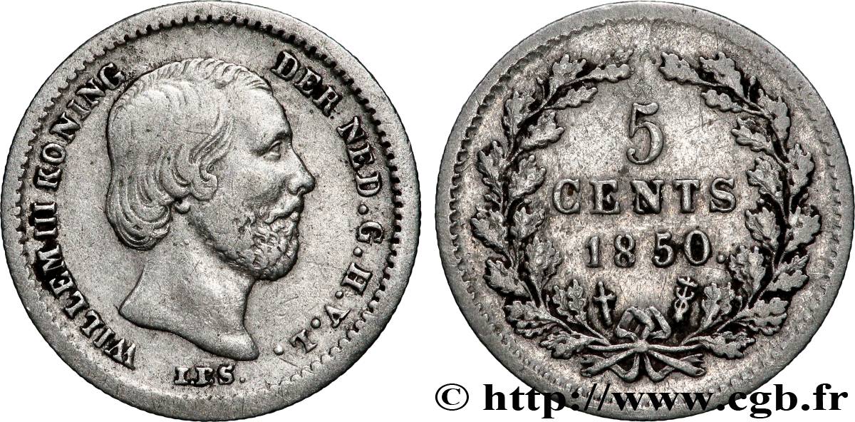 PAESI BASSI 5 Cents Guillaume III 1850 Utrecht BB 