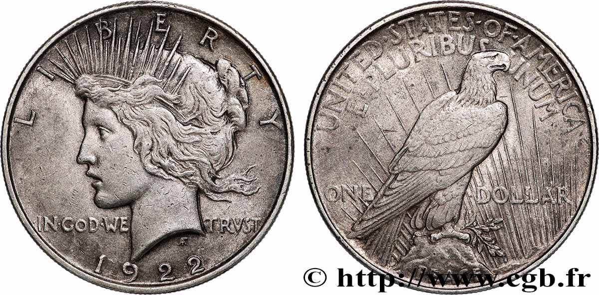 ÉTATS-UNIS D&nbsp;AMÉRIQUE 1 Dollar Peace 1922 Philadelphie TTB+ 