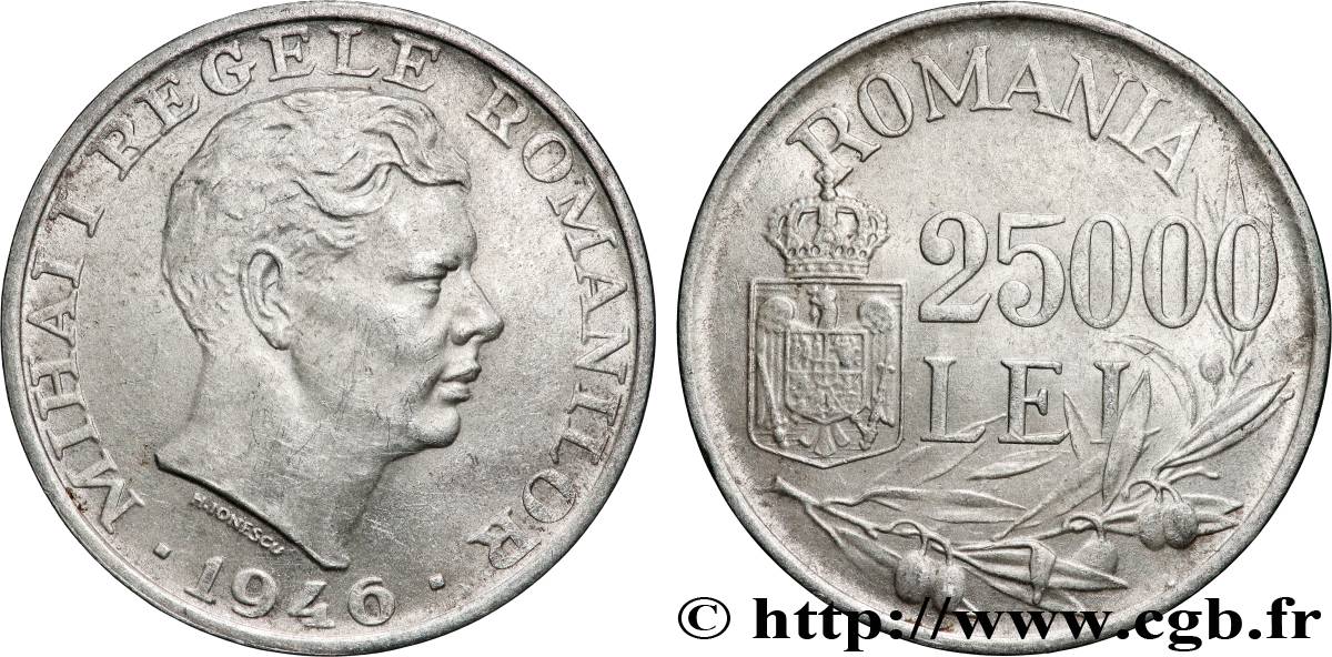 ROMANIA 25000 Lei Michel Ier 1946  XF 