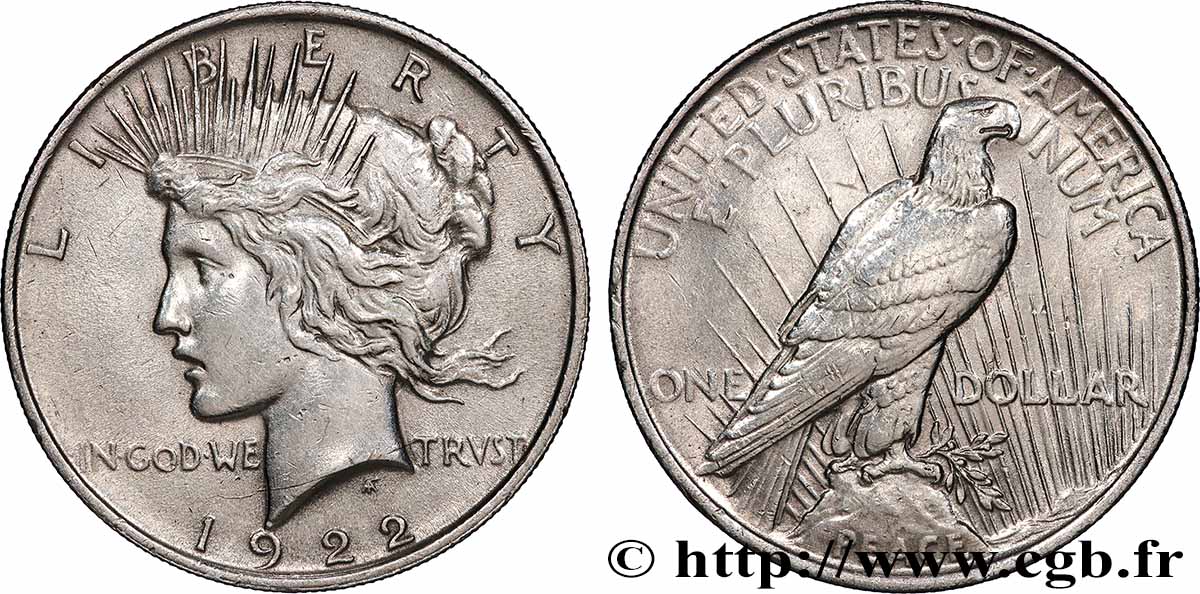 UNITED STATES OF AMERICA 1 Dollar Peace 1922 Philadelphie AU 