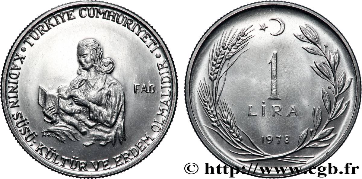 TURQUIE 1 Lira FAO 1978 Istanbul SPL 