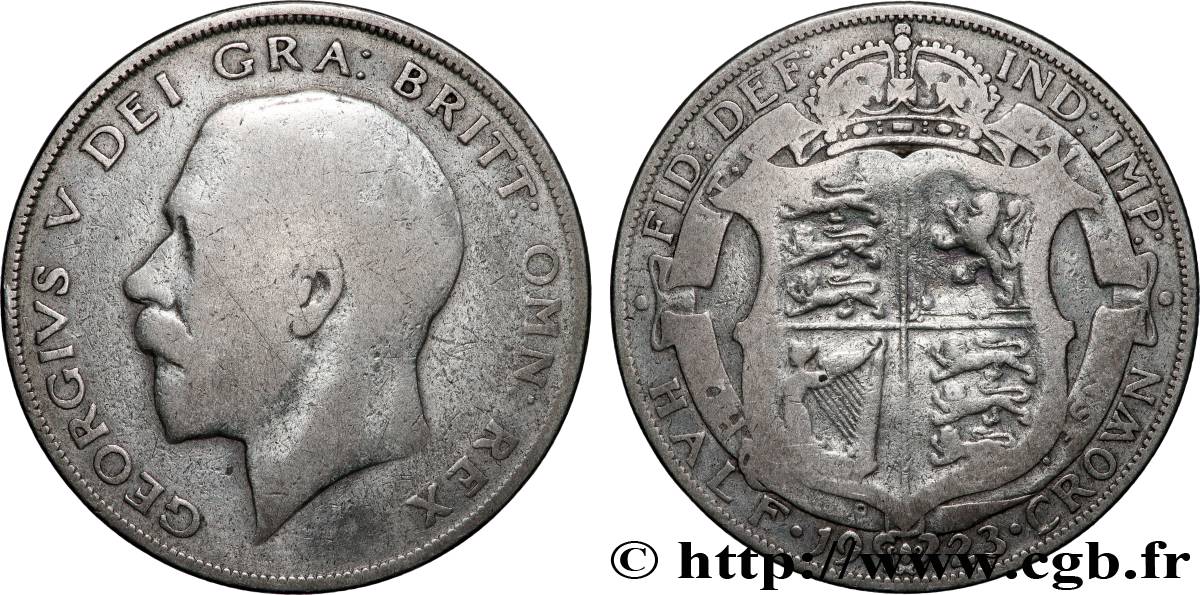 ROYAUME-UNI 1/2 Crown Georges V 1923 Londres TB 