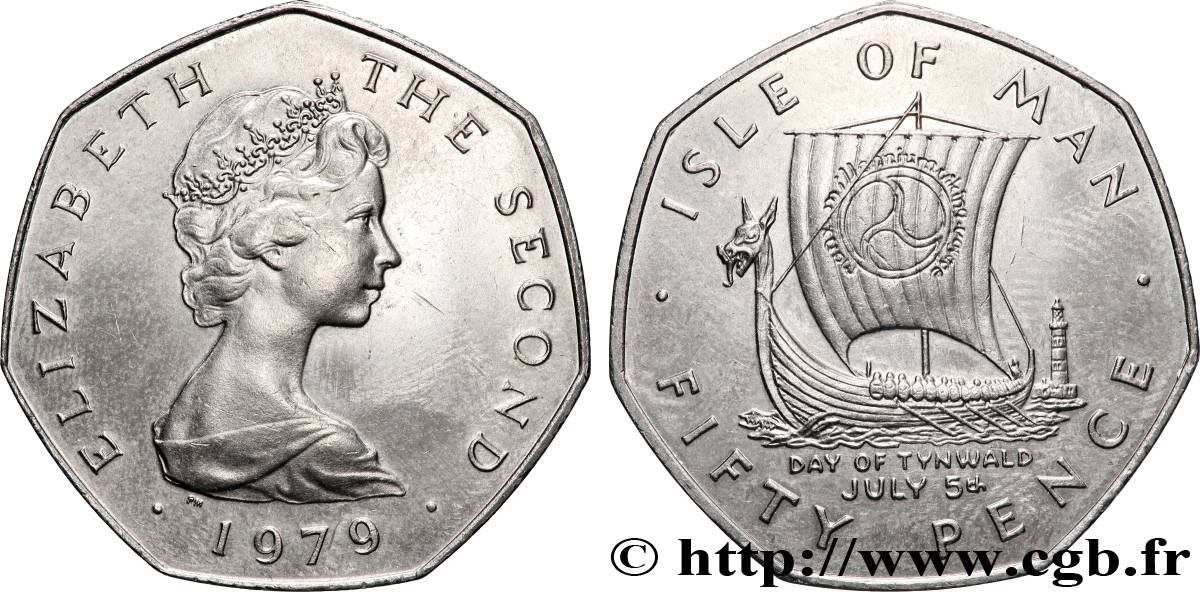 ÎLE DE MAN 50 Pence Elisabeth II - Journée du Tynwald et visite royale 1979 Pobjoy Mint SUP 