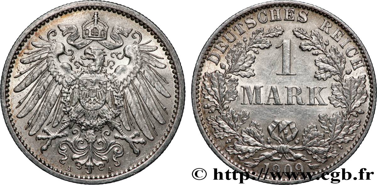 GERMANY 1 Mark Empire aigle impérial 2e type 1909 Berlin AU 