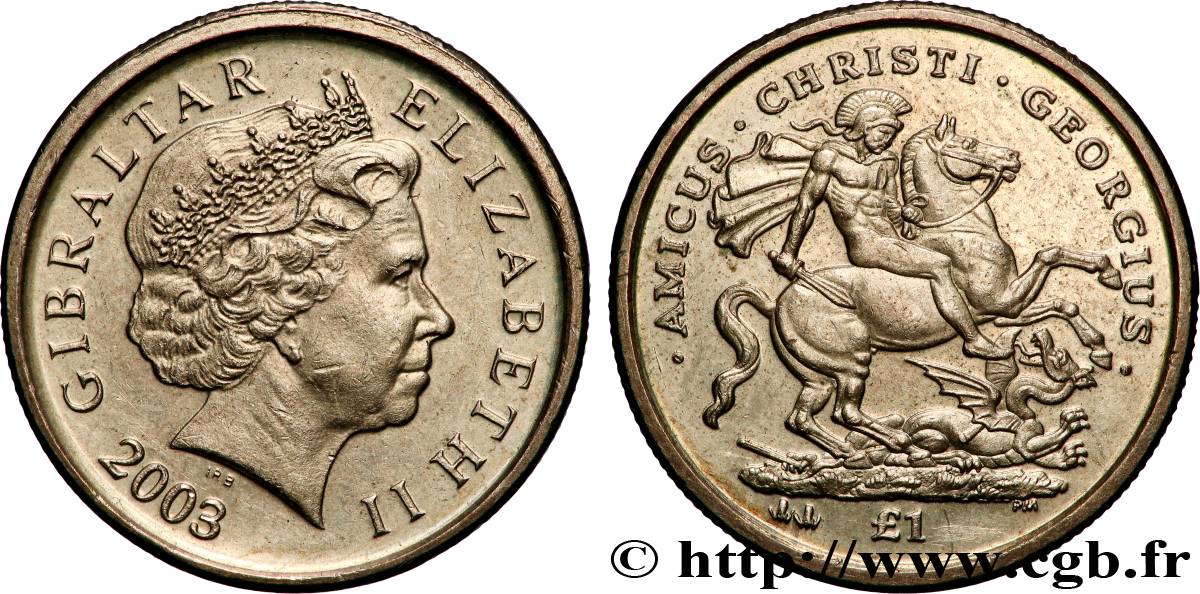 GIBRALTAR 1 Pound (Livre) 2003 Pobjoy Mint AU 