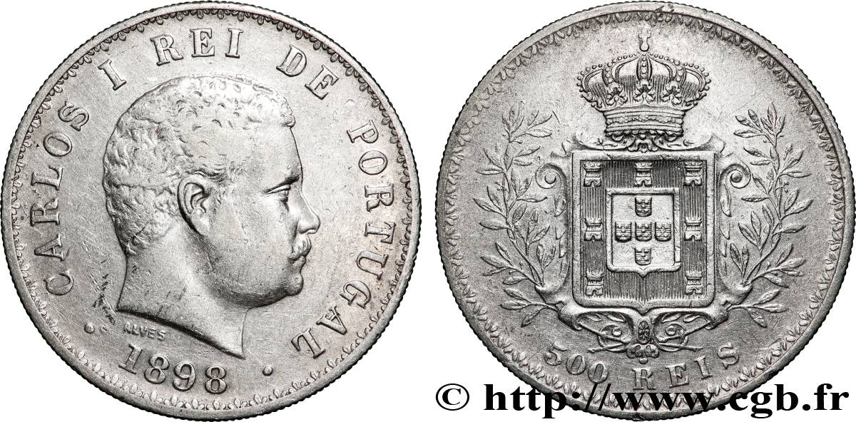 PORTUGAL - KINGDOM OF PORTUGAL - CARLOS I 500 Réis  1898  XF 