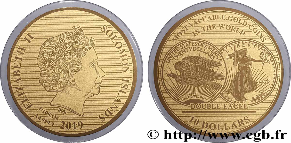 ÎLES SALOMON 10 Dollars DOUBLE EAGLE 2019  FDC 