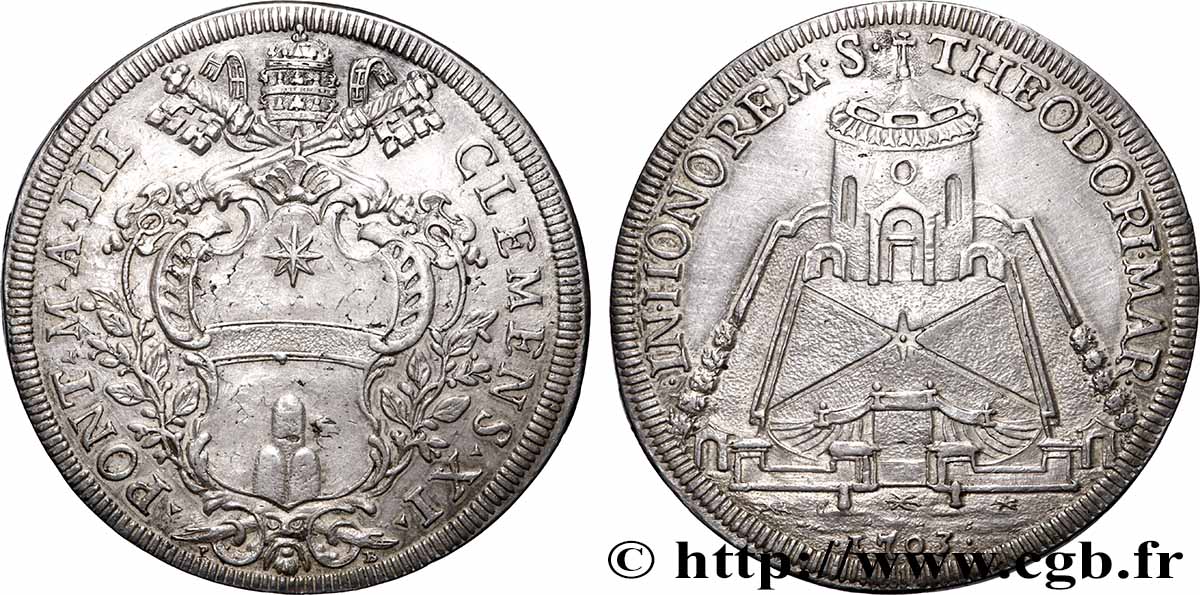 ETATS DU PAPE - CLEMENT XI. Gianfrancesco Albani Piastre 1703 Rome SPL 