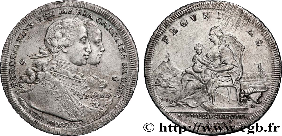ITALIA - REGNO DI NAPOLI - FERDINANDO IV 1 Piastre de 120 Grana Ferdinand IV et Marie-Caroline 1772 Naples q.SPL 
