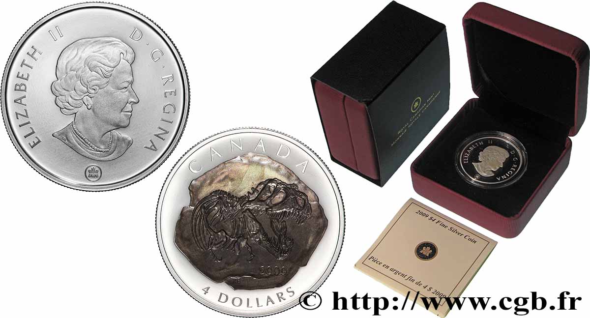 KANADA 4 Dollar Proof Tyrannosaure 2009 Ottawa ST 