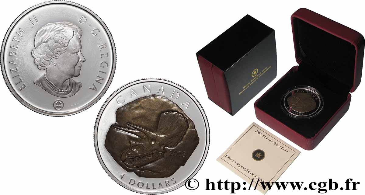 CANADA 4 Dollar Proof Tricératops 2008 Ottawa FDC 