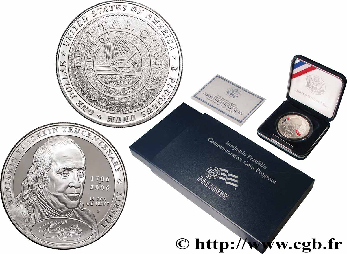 ÉTATS-UNIS D&nbsp;AMÉRIQUE 1 dollar PROOF - Benjamin Franklin - Père fondateur 2006 P- Philadelphie FDC 