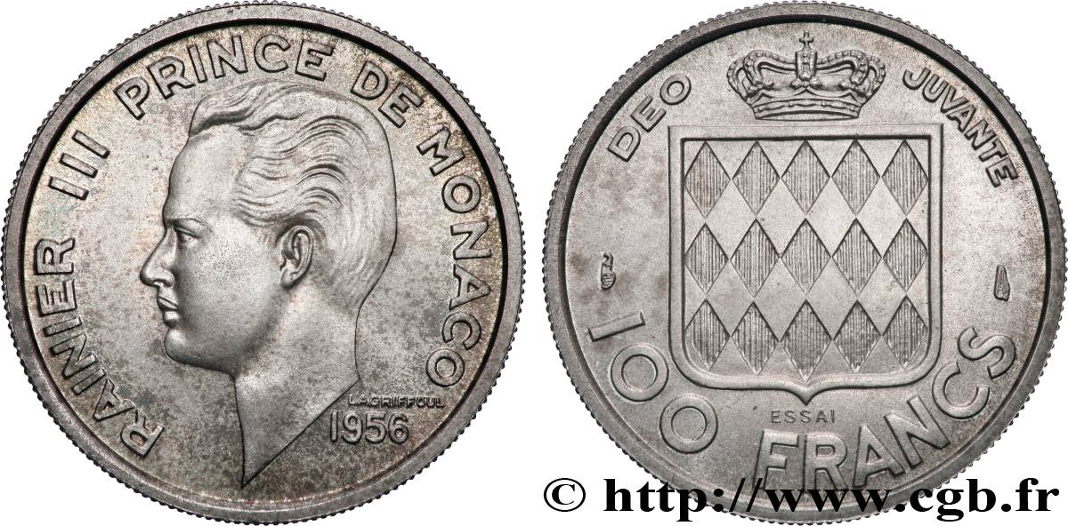MONACO Essai de 100 Francs argent Rainier III 1956 Paris FDC 